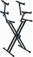 QUIK LOK QL742 Pro Series усиленная двухъярусная Х-образная стойка, в 101 см, нагрузка до 90 кг, сталь, чёрная