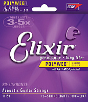 ELIXIR 11150 струны для 12 струнной гитары PolyWeb Light (010-014-023-030-039-047)