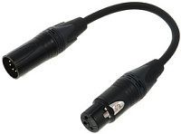 Cordial CPD 0,15 FM 3-5 DMX-кабель XLR female 3-контактный/XLR male 5-контактный, разъемы Neutrik, 0,15 м, черный