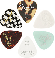 FENDER 351 Shape Material Medley Thin (6) медиаторы, мягкие, набор из 6 шт.