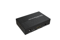 AVCLINK FC-22 Де-эмбеддер аудио из HDMI. Максимальное разрешение 2160 @ 60 Гц. Входы: 1 x HDMI. Выходы: 1 х HDMI, 1 х оптический SPDIF, 1 x cтерео (RCA). Категория кабеля CAT5E/6