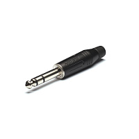 Amphenol ACPS-GB  Разъем 1/4" (6.35 мм) стереоджек, штекер на кабель, черный корпус