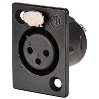 Neutrik NC3FP-B-1 панельный разъем XLR female черненый корпус, золоченые контакты