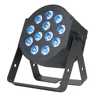 American DJ 12P HEX  Сверхъяркий плоский прожектор омывающего света с 12 светодиодами красного, зеленого, синего, янтарного, белого и ультрафиолетового цветов - Плавное смешивание цветов RGBAW + УФ
