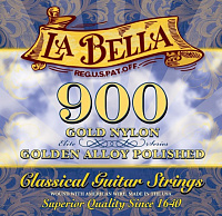LA BELLA 900 Superior струны для классической гитары - "золотой" нейлон, полированные басы - обмотка - золото, натяж -39,35 кг