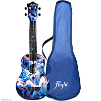 FLIGHT TUS-40 GRAFFITI  укулеле серии Travel, сопрано, черная с рисунком, пластик, чехол в комплекте
