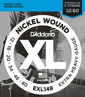 D'ADDARIO EXL148 струны для электрогитары Extra Heavy 12-60, для пониженного строя С