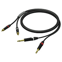 Procab PRA631/3 Аудиокабель 2х Jack 6,3 мм моно (вилка) – 2х RCA (вилка), гибкий, UltraFlex™, 3 м