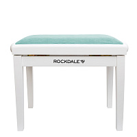 ROCKDALE RHAPSODY 131 SV WHITE GREEN деревянная банкетка с регулировкой высоты, цвет корпуса белый, сиденье - зеленый вельвет в рубчик