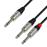 Adam Hall K4 YVPP 0300 аудиокабель 6.3 мм Jack stereo - 2 x 6.3 мм Jack mono, REAN, длина 3 метра