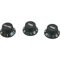 DIMARZIO STRAT REPLACEMENT KNOBS (1V,2T) BLACK DM2111BK набор ручек для потенциометров типа Strat, 3 шт, цвет чёрный