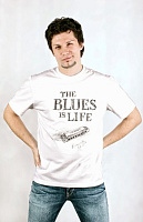 Футболка 9006 размер L (48) рисунок "The Blues is Life" цвет белый