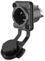 ROXTONE RAC3MPWP+DCPM Разъем панельный типа powercon, пыле- и влагозащищенный (IP65) + силиконовая заглушка, 3-контактный, "male", черный