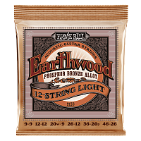 Ernie Ball 2153 струны для 12-струнной акустической гитары Phosphor Slinky (9-9.12-12.20w-9.26-12.36-20p.46-26)