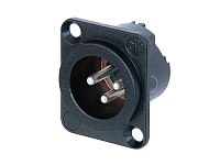 Neutrik NC3MD-LX-HA-BAG панельный разъем XLR male с дополнительной защитой от RF помех, 3 pin, обжимные контакты, черненый корпус