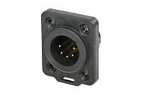 Neutrik NC5MDX-TOP панельный разъем XLR male, 5 pin, золоченые контакты, для наружного использования, IP65, чёрный корпус