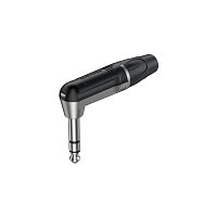 ROXTONE RJ3RP-NN Разъем, 6,3mm stereo Male Jack(угловой), с резиновым держателем под кабель. Цвет: Серебро/черный