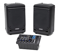 Samson Expedition XP300B Мобильный звуковой комплект: акустические системы 2х150 Вт (6" НЧ + 1" ВЧ), 6-канальный микшер-усилитель 300 Вт, Bluetooth, USB для беспроводной системы Stage XPD, процессор эффектов, вес 10.8 кг