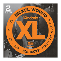 D'ADDARIO EXL160TP Струны для бас-гитары, Red Long, 050-105, 2 комплекта