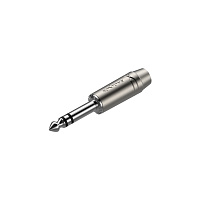 ROXTONE RJ3PP-NS-NN Разъем Jack 1/4" стерео, размеры 72.2х14 мм, макс. диаметр кабеля 6.5 мм, цвет серебро