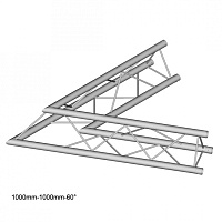 Dura Truss DT 23 C20-L60   Узел стыковочный двухлучевой - угол, 60°, алюминиевый, сечение 220х220x220 мм, длина сторон 100 см. Труба 35х2. Вес 3,6 кг