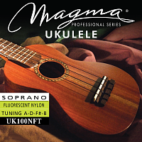 Magma Strings UK100NFT Струны для укулеле сопрано, традиционный строй 1-B / 2-F / 3-D / 4-A, серия Nylon Fluorescente