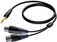 Procab CLA709/3 Аудиокабель 2х XLR 3 pin (вилка, розетка) Jack 6,3 мм стерео (вилка), 3 м