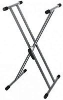 GEWA Keyboard Stand Silver Grey стойка клавишная Х-образная складная, двойные ноги, зажим, цвет серебристый