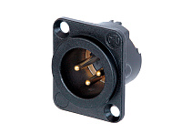 Neutrik NC3MD-LX-B панельный разъем XLR male, 3 pin, золоченые контакты, с дополнительной защитой от RF помех, черненый корпус