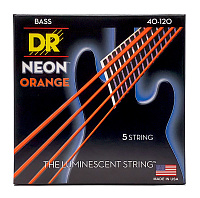 DR NOB5-40 струны для 5-струнной бас-гитары, калибр 40-120, серия HI-DEF NEON™, обмотка никелированная сталь, покрытие люминесцентное
