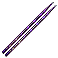 VATER VCP5BN Color Warp Purple Optic 5BN Барабанные палочки со светоотражающим покрытием, орех, нейлоновая головка, сиреневые