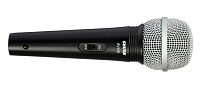 SHURE SV100-A микрофон динамический вокально-речевой с выключателем и кабелем (XLR-6.3 мм JACK), черный, серебристая сетка