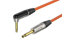 ROXTONE TGJJ110-TOG/6 Кабель инструментальный, цвет оранжевый, 7 мм, 1 x 0.5 кв.мм, 6.3 мм mono Jack  6.3 мм mono Jack угловой, длина 6 метров