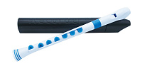 NUVO Recorder+ White/Blue with hard case блокфлейта сопрано, строй С, немецкая система, накладка на клапаны, материал АБС пластик, цвет белый/голубой