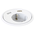 Kondator 935-PD13W Встраиваемая розетка для монтажа в стол. Встроенные разъемы: 1xUSB, 1xHDMI. Размеры (ØxВ): 83х(89–140) мм. Монтажное отверстие (диаметр) 79 мм. Длина кабеля питания 1,25 м. Цвет белый