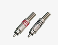 ECO RR002M (set) Набор разъемов RCA,  "тюльпан", цвет серебро (2 шт: красный/черный)