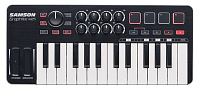 SAMSON Graphite M25 Mini  USB MIDI-клавиатура, 25 чувствительных к скорости нажатия клавиш, 4 триггерных пэда, назначаемые энкодеры и кнопки. Совместимость с iPad/PC/Mac. Вес 0,65 кг
