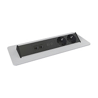 Kondator 935-F200 Встраиваемая розеточная станция Axessline с 2 розетками, 2хRJ45 и 2xUSB, цвет серебристый