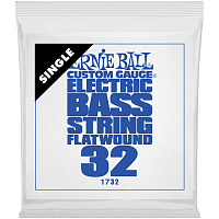 ERNIE BALL 1732 одиночная струна для бас-гитары. Сталь, Flat Wound, калибр .032