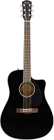 FENDER CD-60SCE Dread Black WN электроакустическая гитара, топ массив ели, накладка орех, цвет черный