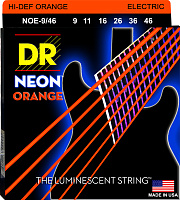 DR NOE-9/46 струны для электрогитары, калибр 9-46, серия HI-DEF NEON™, обмотка никелированная сталь, покрытие люминесцентное