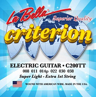 LA BELLA C200TT EL струны для электрогитары - натяжение Extra Light (008-011-014-022-030-038)