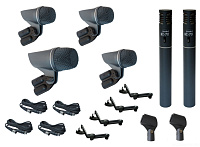 PROAUDIO DRUM SET-7 Комплект инструментальных микрофонов для барабанных установок и других акустических инструментов, 1 басовый динамический, 3 том-альт, 2 конденсаторных, 4 крепления к ободу барабана, пластиковый кейс