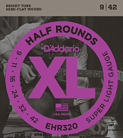 D'ADDARIO EHR320 струны для электрогитары, Super Light, калёная сталь, шлифованная оплетка, 9-46
