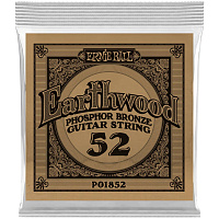 ERNIE BALL 1852 одиночная струна для акустической гитары Earthwood Phosphor Bronze, калибр .052