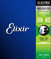 ELIXIR 19002 струны для электрогитары OPTIWEB Super Light (.009-.042)