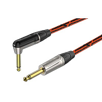 ROXTONE TGJJ310-8/5 Кабель инструментальный, моноджек 6.3 мм - моноджек 6.3 мм угловой, длина 5 м, цвет красно-черный