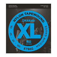 D'ADDARIO ETB92 струны для бас-гитары, 50-105, Long Scale, в плоской оплётке, чёрный нейлон