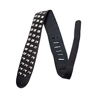 Perri's P25STUD-215 Кожаный ремень  с клёпками, Heavy Metal, 2,5", для гитары, чёрный