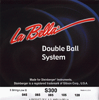 LA BELLA S300  струны для безголовой бас гитары 5 струнной - (045-065-085-105-128)кругл. нерж. сталь, обм. никель, Серия LA BELLA Steinberger